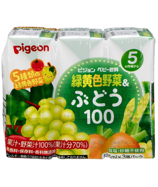 PIGEON 5種綠黃色野菜提子汁 (125ml x 3包)