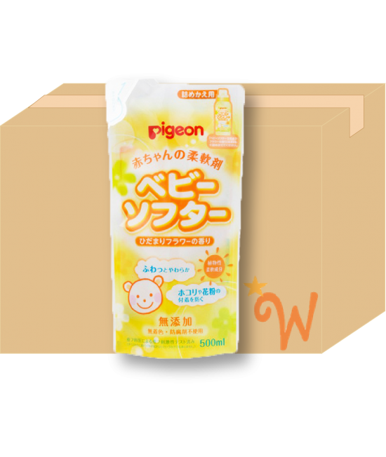 [原箱優惠] PIGEON 嬰兒衣物柔順劑 - 花香味補充裝 500ML X 12包